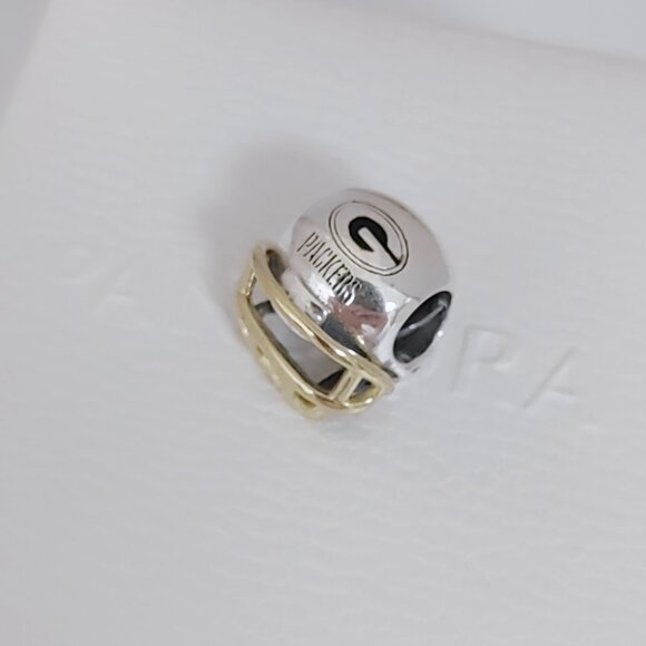 Pandora Green Bay Packers NFL Football Helmet Charm 14K Gold and S925 Silver - Picture 4 of 9
